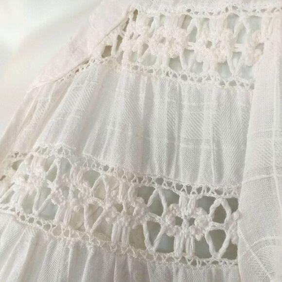 Knox Rose Women White V-Neck Baby Doll Sundress with 3/4 Sleeves Boho Chic sz M - Picture 10 of 17